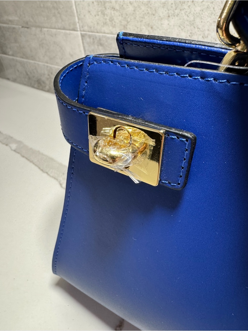 CLAUDIA FIRENZE Cobalt Blue smooth leather, top-handles w/removable strap - Picture 6 of 16